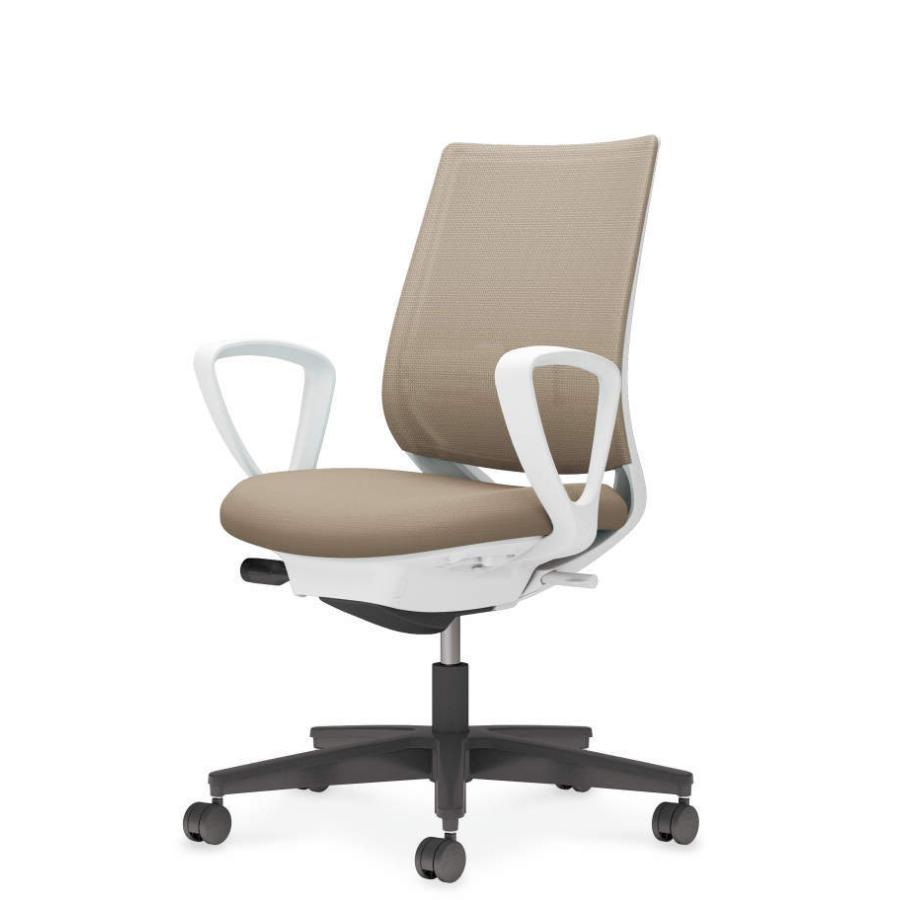 コクヨ ミトラ2 C04-B152MW-E1YKYK1 サークル肘 ランバーサポート有 背・座ソフトベージュ 本体色（白） 樹脂脚(黒) メッシュタイプ ナイロン脚 組立・設置込