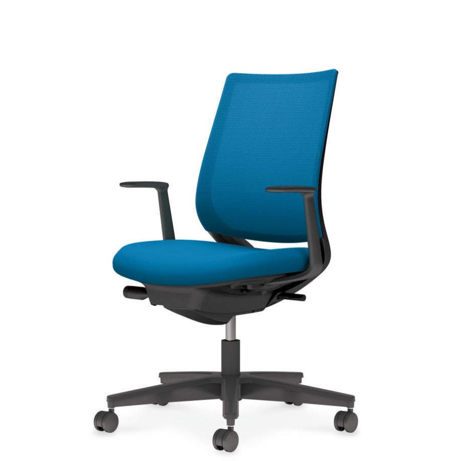 コクヨ ミトラ2 C04-B190MW-BKT4T41 L型肘 ランバーサポート無 背・座ターコイズ 本体色（黒） 樹脂脚(黒) メッシュタイプ ナイロン脚 組立・設置込