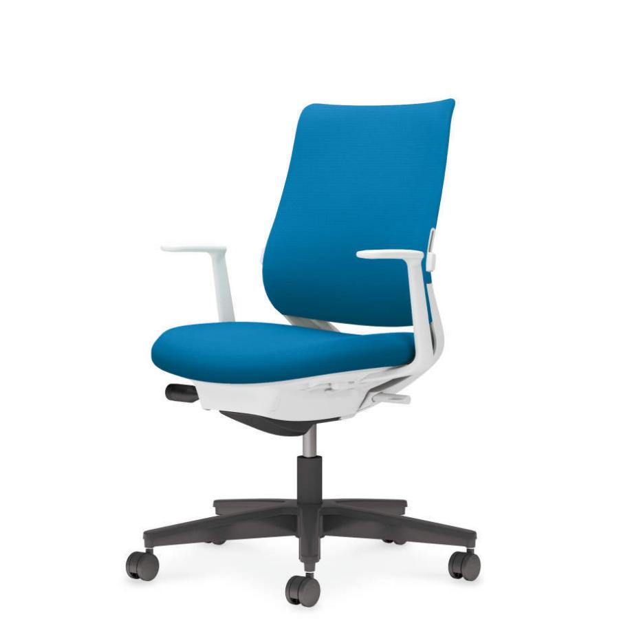 コクヨ ミトラ2 C04-B192CW-E1T4T41 L型肘 ランバーサポート有 背・座ターコイズ 本体色（白） 樹脂脚(黒) ファブリックタイプ ナイロン脚 設置込