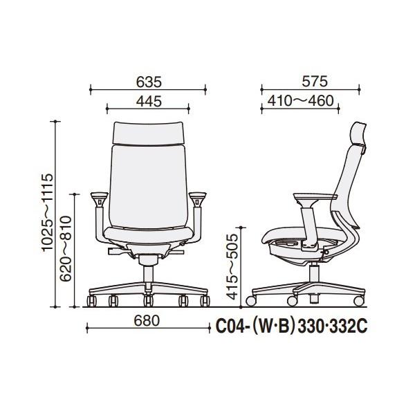 ミトラ2 C04-B330CU-BKYKYK1 可動肘 ランバーサポート無 背・座ソフトベージュ 本体色（黒） 樹脂脚(黒) ファブリックタイプ ウレタン脚 【軽減】 設置込