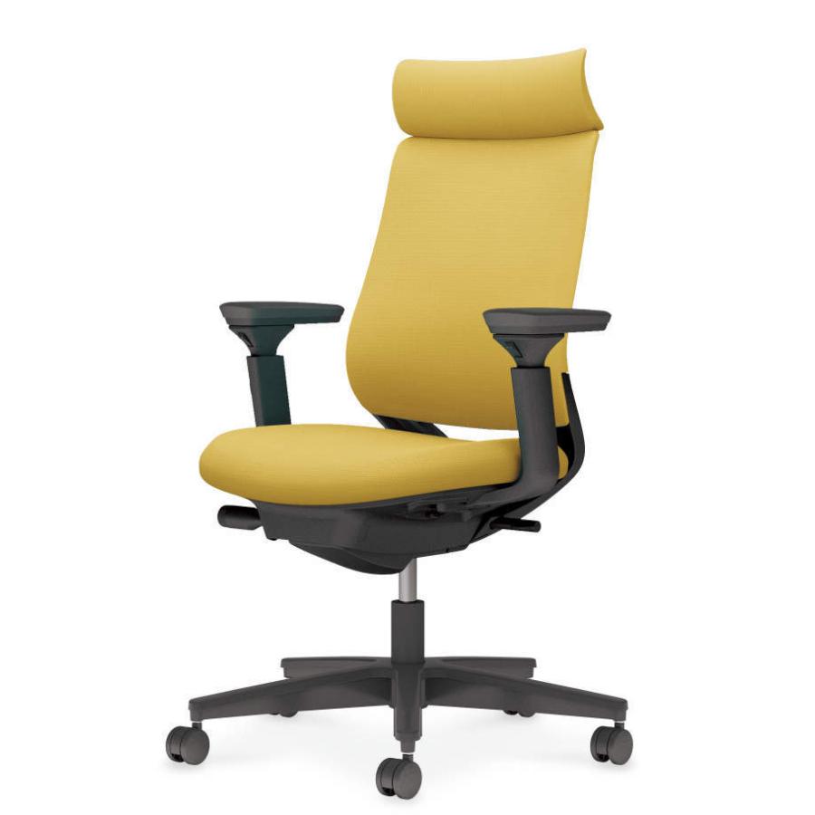 コクヨ ミトラ2 C04-B330CW-BK1S1S1 可動肘 ランバーサポート無 背・座オリーブイエロー 本体色（黒） 樹脂脚(黒) ファブリックタイプ ナイロン脚 設置込