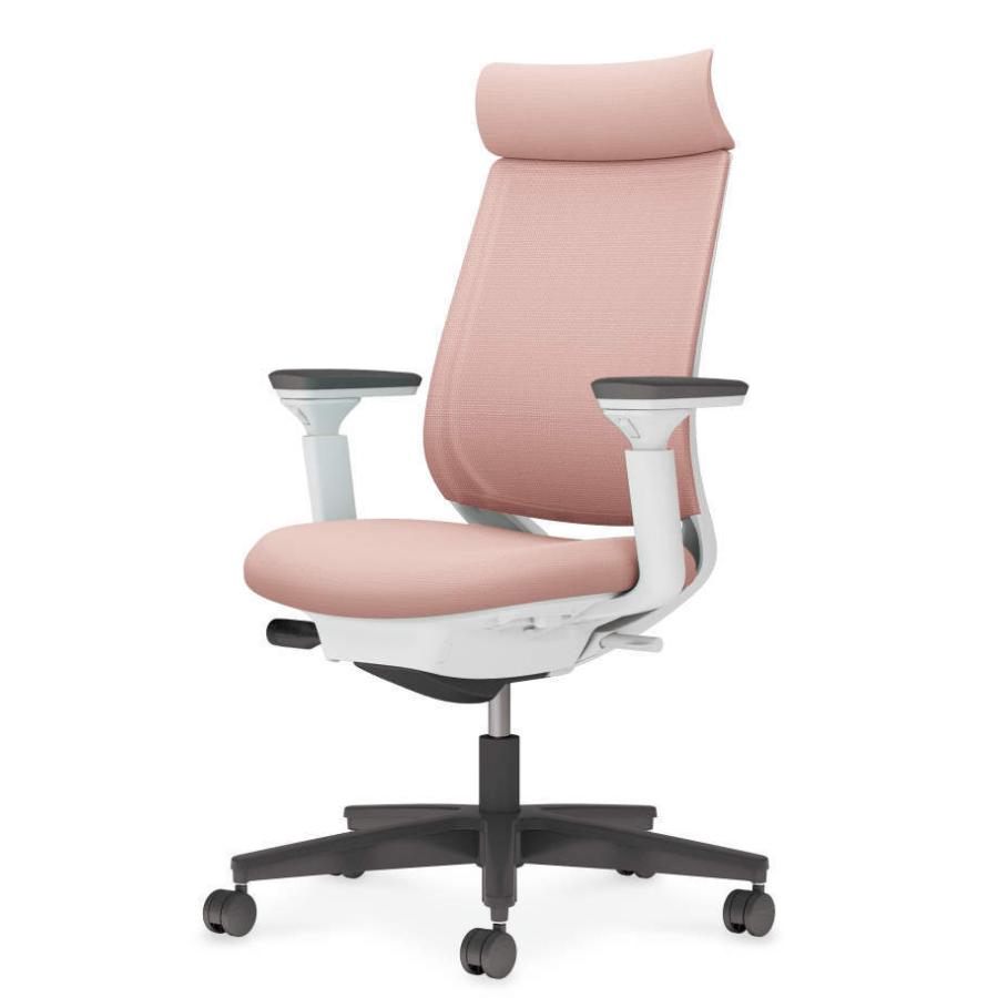 コクヨ ミトラ2 C04-B330MU-E19G9G1 可動肘 ランバーサポート無 背・座アッシュピンク 本体色（白） 樹脂脚(黒) メッシュタイプ ウレタン脚 組立・設置込