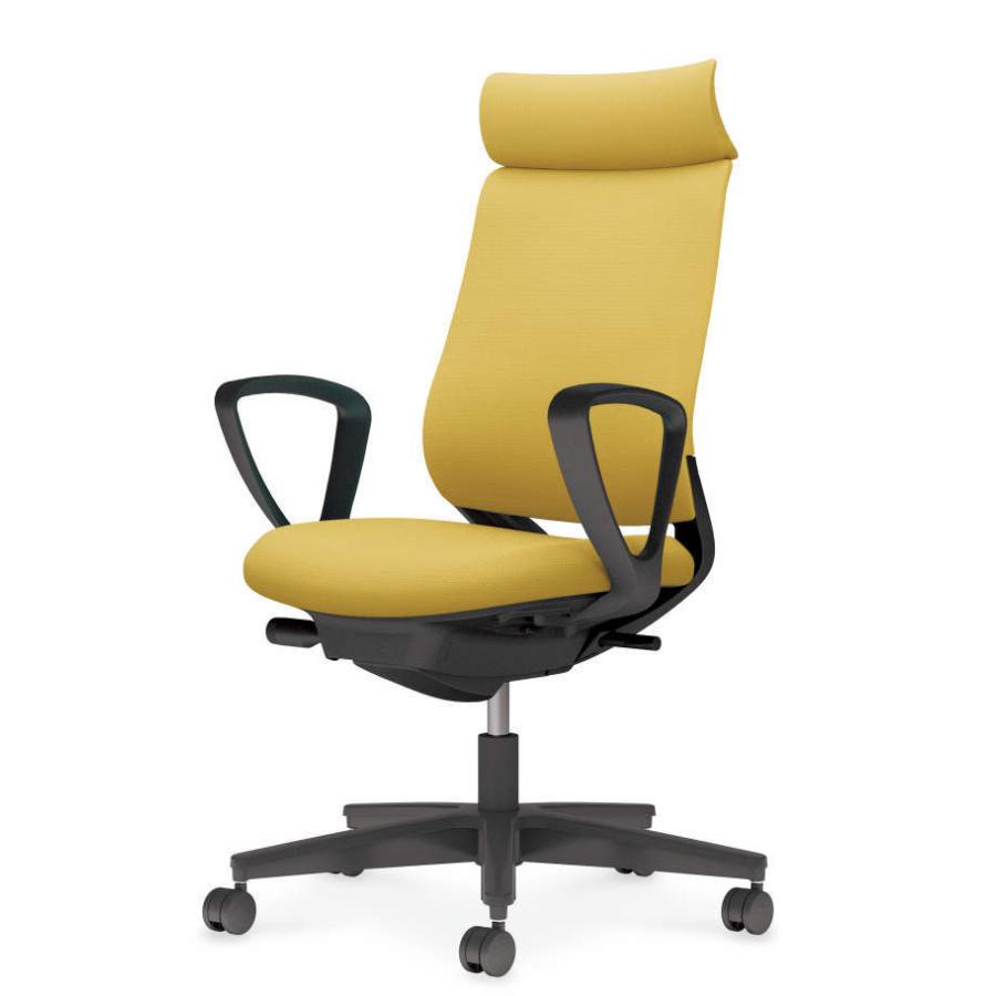 コクヨ ミトラ2 C04-B350CU-BK1S1S1 サークル肘 ランバーサポート無 背・座オリーブイエロー 本体色（黒） 樹脂脚(黒) ファブリックタイプ ウレタン脚 設置込