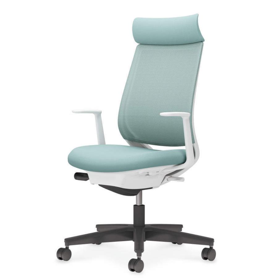 コクヨ ミトラ2 C04-B390MW-E139391 L型肘 ランバーサポート無 背・座アッシュターコイズ 本体色（白） 樹脂脚(黒) メッシュタイプ ナイロン脚 組立・設置込