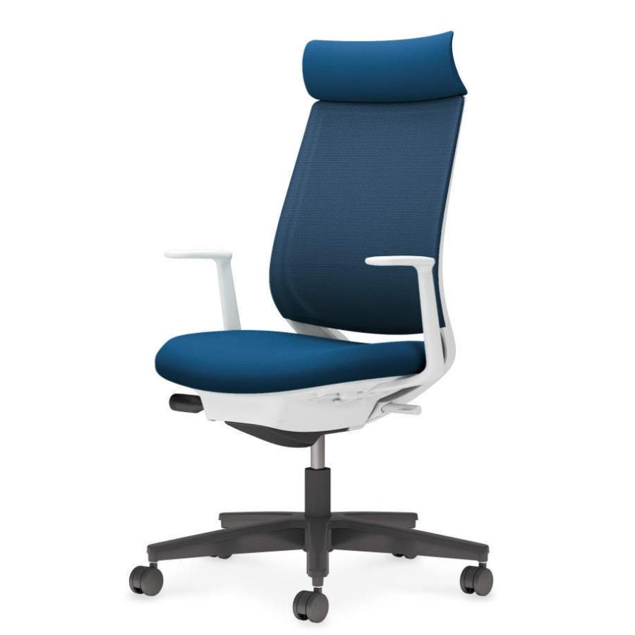 コクヨ ミトラ2 C04-B390MW-E1T6T61 L型肘 ランバーサポート無 背・座プルシアンブルー 本体色（白） 樹脂脚(黒) メッシュタイプ ナイロン脚 組立・設置込