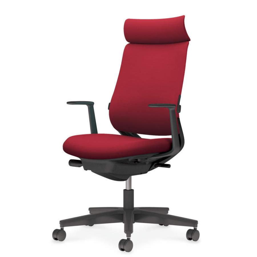 コクヨ ミトラ2 C04-B392CW-BKA8A81 L型肘 ランバーサポート有 背・座カーマイン 本体色（黒） 樹脂脚(黒) ファブリックタイプ ナイロン脚 設置込の通販