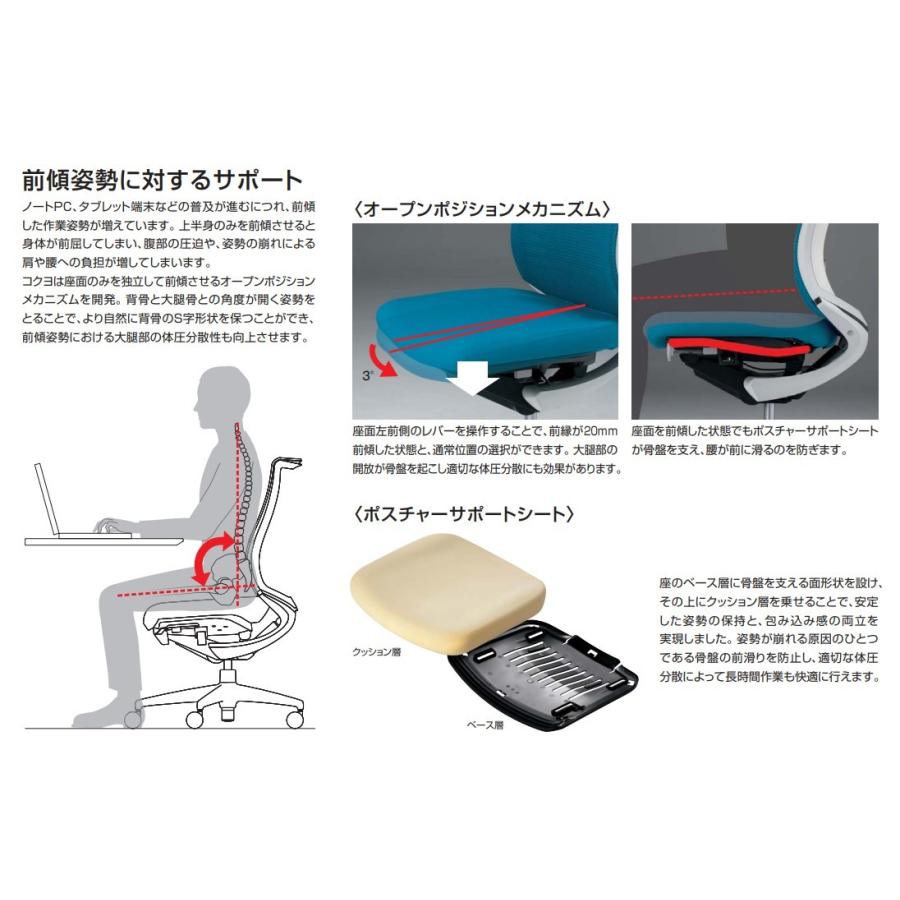 【配送のみ・お客様組立】コクヨ チェア ベゼル CR-A2835E6GME3-WNN ヘッドレスト付きタイプ 可動肘 キャスター アルミポリッシュ脚_3