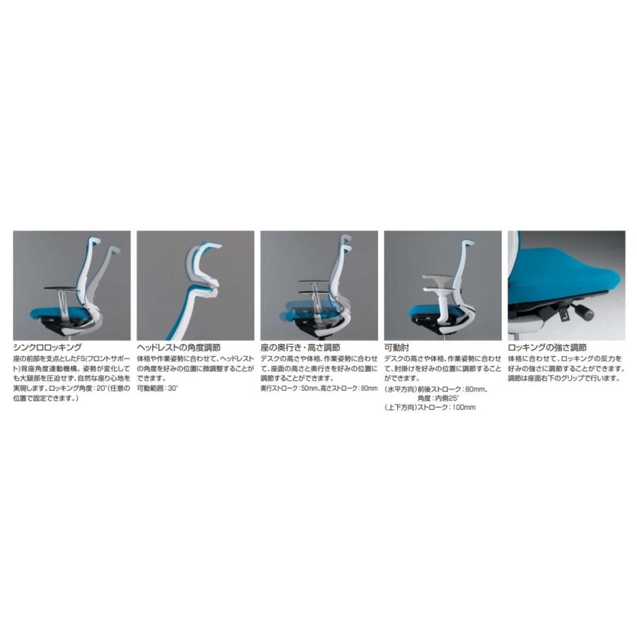 【配送のみ・お客様組立】コクヨ チェア ベゼル CR-A2835E6GME3-WNN ヘッドレスト付きタイプ 可動肘 キャスター アルミポリッシュ脚_4