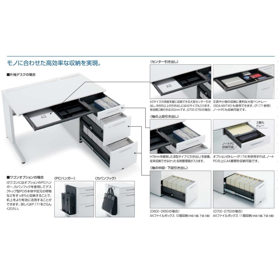 KOKUYO - コクヨ iS 片袖事務机（B4円柱錠ダイプ） 本体：白いこと 天板：ラスティックミディアム色 SD-ISN107LCBSMP2N3 W1000 D700 H720粍 精神的な統合据えつける込