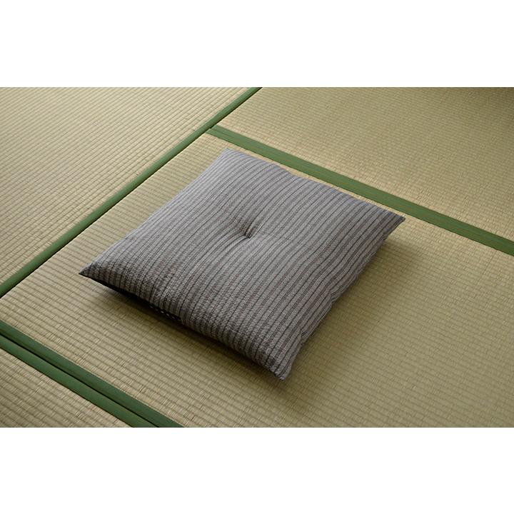 座布団 銘仙判 しじら 日本製 綿100% 和柄 ブラック/ブラウン 約55×59cm 5枚組の画像