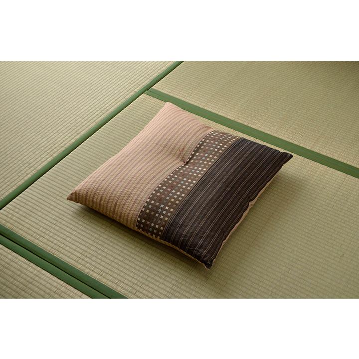 座布団 銘仙判 しじら 日本製 綿100% 和柄 ブラック/ブラウン 約55×59cm 5枚組の画像