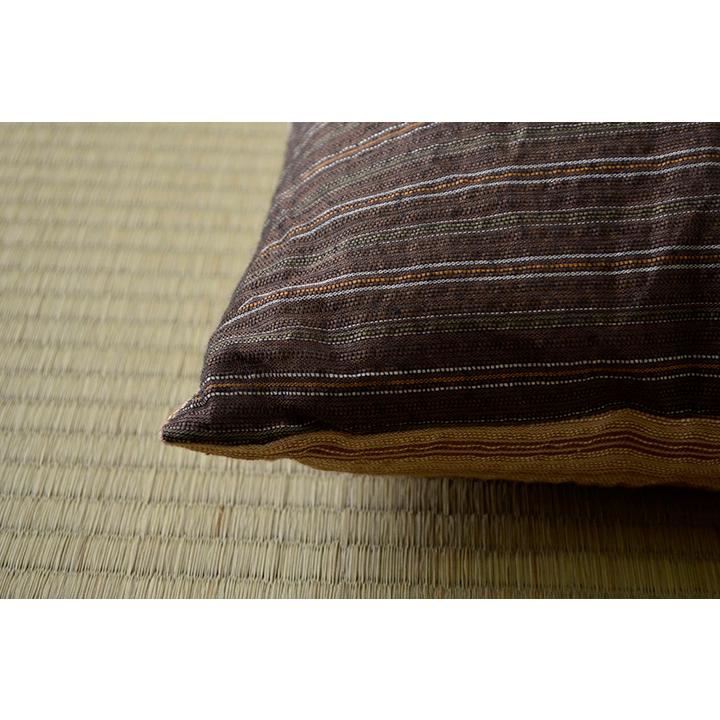 座布団 銘仙判 しじら 日本製 綿100% 和柄 ブラック/ブラウン 約55×59cm 5枚組の画像