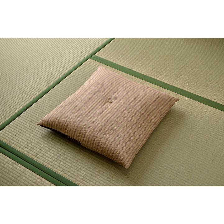 座布団 銘仙判 しじら 日本製 綿100% 和柄 ブラック/ブラウン 約55×59cm 5枚組の画像