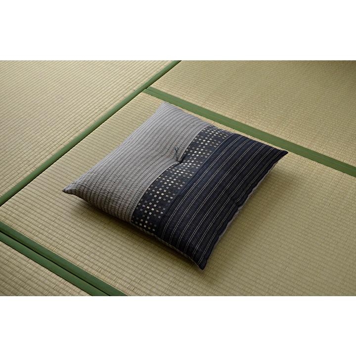 座布団 銘仙判 しじら 日本製 綿100% 和柄 ブラック/ブラウン 約55×59cm 5枚組の画像