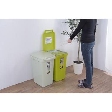 コンテナスタイル45J（CS3-45JGR/グリーン）ゴミ箱　ごみ箱　ダストボックス　連結可　袋止め有　分別シール付　日本製　おしゃれ | 東谷 | 04
