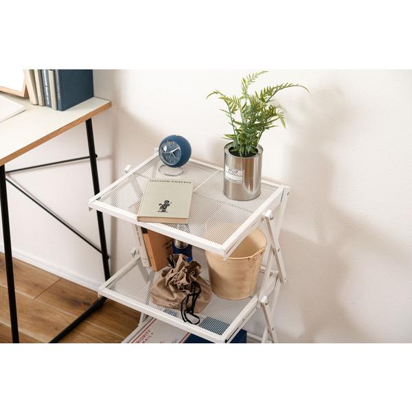 フォールディングラック LFS-56 ラック 折りたたみ フォールディングワゴン 収納棚 キャスター ストッパー付き 高さ調整 3段 コンパクト 折りたたみ 収納 | 東谷 | 10