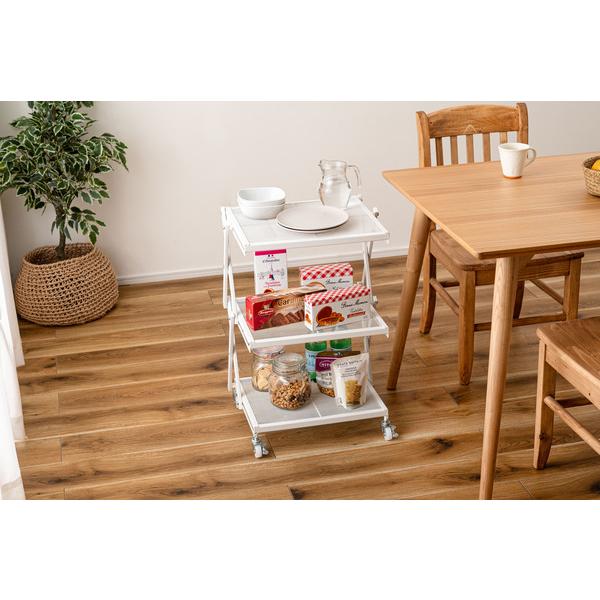 フォールディングラック LFS-56 ラック 折りたたみ フォールディングワゴン 収納棚 キャスター ストッパー付き 高さ調整 3段 コンパクト 折りたたみ 収納 | 東谷 | 11