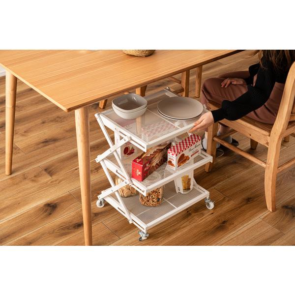 フォールディングラック LFS-56 ラック 折りたたみ フォールディングワゴン 収納棚 キャスター ストッパー付き 高さ調整 3段 コンパクト 折りたたみ 収納 | 東谷 | 12