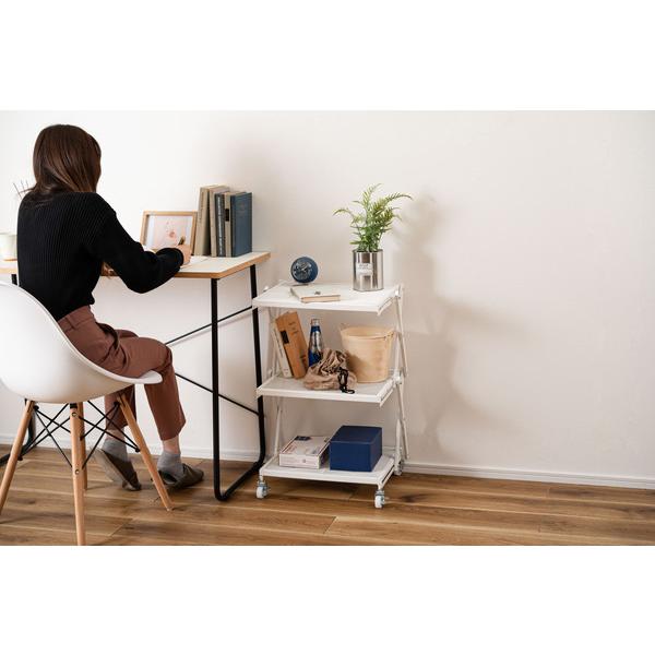 フォールディングラック LFS-56 ラック 折りたたみ フォールディングワゴン 収納棚 キャスター ストッパー付き 高さ調整 3段 コンパクト 折りたたみ 収納 | 東谷 | 13