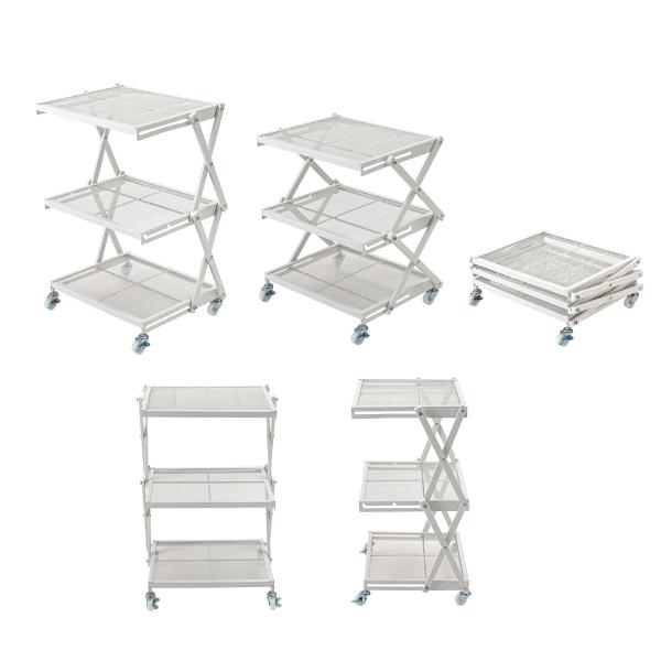 フォールディングラック LFS-56 ラック 折りたたみ フォールディングワゴン 収納棚 キャスター ストッパー付き 高さ調整 3段 コンパクト 折りたたみ 収納 | 東谷 | 19