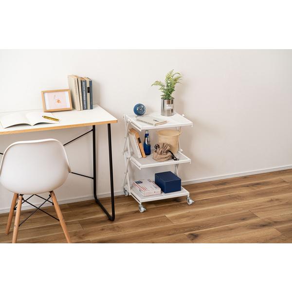 フォールディングラック LFS-56 ラック 折りたたみ フォールディングワゴン 収納棚 キャスター ストッパー付き 高さ調整 3段 コンパクト 折りたたみ 収納 | 東谷 | 09