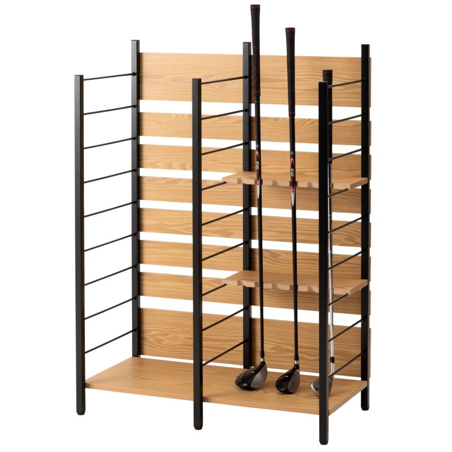 ☆ ゴルフラック OM-01BK ゴルフ クラブスタンド ディスプレイ 収納 省スペース 大容量 北欧 ラック シェルフ クラブホルダー 釣り竿 ロットスタンド アウトドア | 東谷 | 03