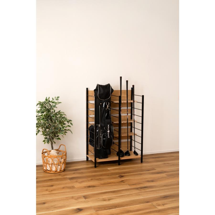 ☆ ゴルフラック OM-01BK ゴルフ クラブスタンド ディスプレイ 収納 省スペース 大容量 北欧 ラック シェルフ クラブホルダー 釣り竿 ロットスタンド アウトドア | 東谷 | 08