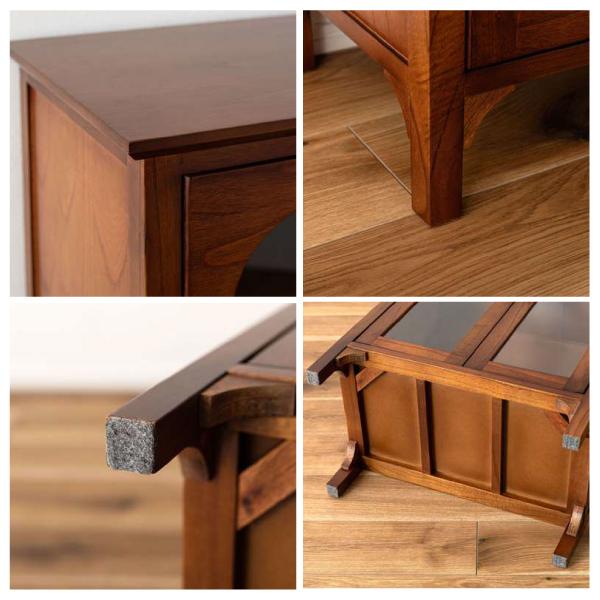 キャビネット PM-322 飾り棚 収納家具 アーチデザイン アーチ扉 アーチ ミンディ材 天然木 アンティーク 小さめ 黒アイアン 収納 扉付き 棚付き ガラス扉 | 東谷 | 17