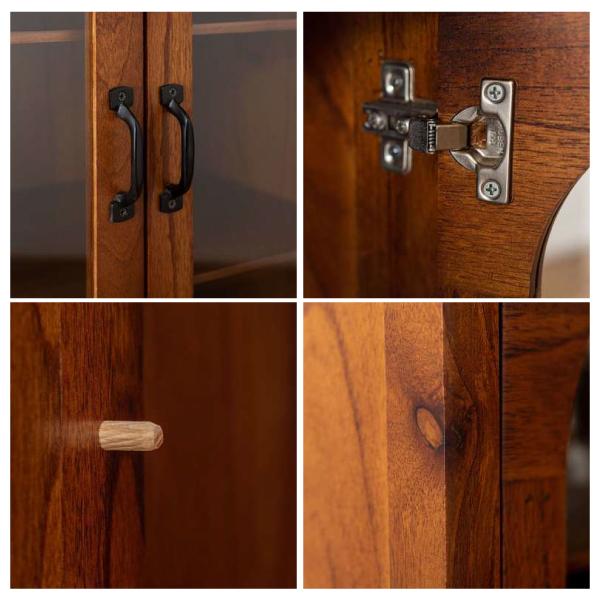 【メーカー直送】東谷　PM-322 木製ブラウンキャビネット ガラス扉付き 東谷 キャビネット PM-322 飾り棚 収納家具 アーチデザイン アーチ扉