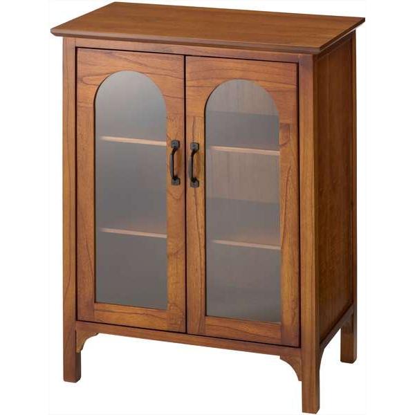【メーカー直送】東谷　PM-322 木製ブラウンキャビネット ガラス扉付き 東谷 キャビネット PM-322 飾り棚 収納家具 アーチデザイン アーチ扉