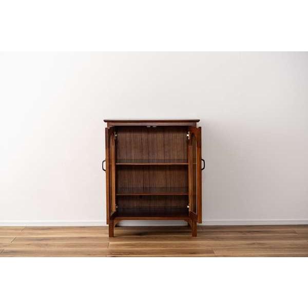 キャビネット PM-322 飾り棚 収納家具 アーチデザイン アーチ扉 アーチ ミンディ材 天然木 アンティーク 小さめ 黒アイアン 収納 扉付き 棚付き ガラス扉 | 東谷 | 09