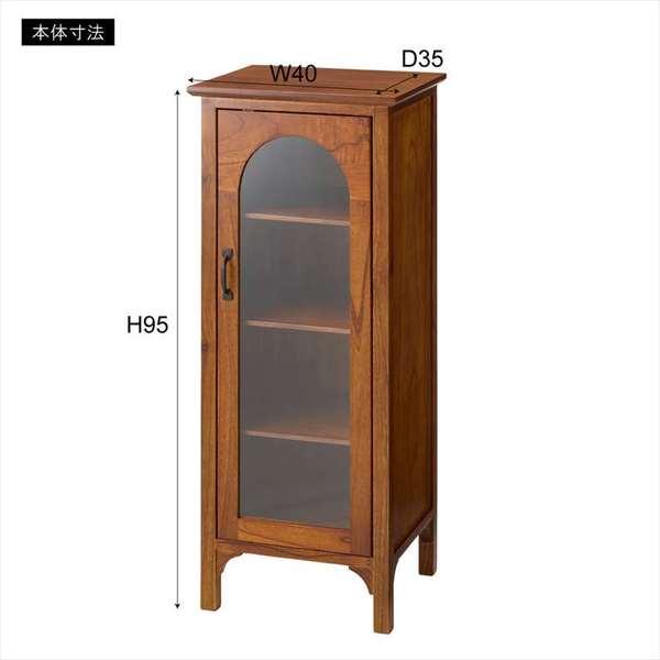 スリムキャビネット PM-323 飾り棚 収納家具 スリム アーチデザイン アーチ扉 アーチ ミンディ材 天然木 アンティーク 小さめ 収納 扉付き 棚付き ガラス扉_4