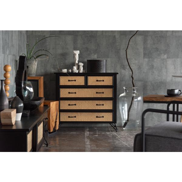 チェスト PM-337BK 棚 収納 タンス リビングチェスト ラタン 籐 ミンディ ナチュラル 木製 天然木 おしゃれ 韓国 インテリア シンプル | 東谷 | 13