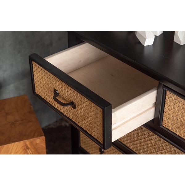 チェスト PM-337BK 棚 収納 タンス リビングチェスト ラタン 籐 ミンディ ナチュラル 木製 天然木 おしゃれ 韓国 インテリア シンプル | 東谷 | 09