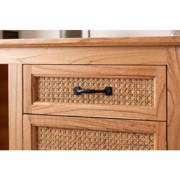 東谷 デスク PM-515NA 木製デスク アンティーク調 ナチュラル ラタン