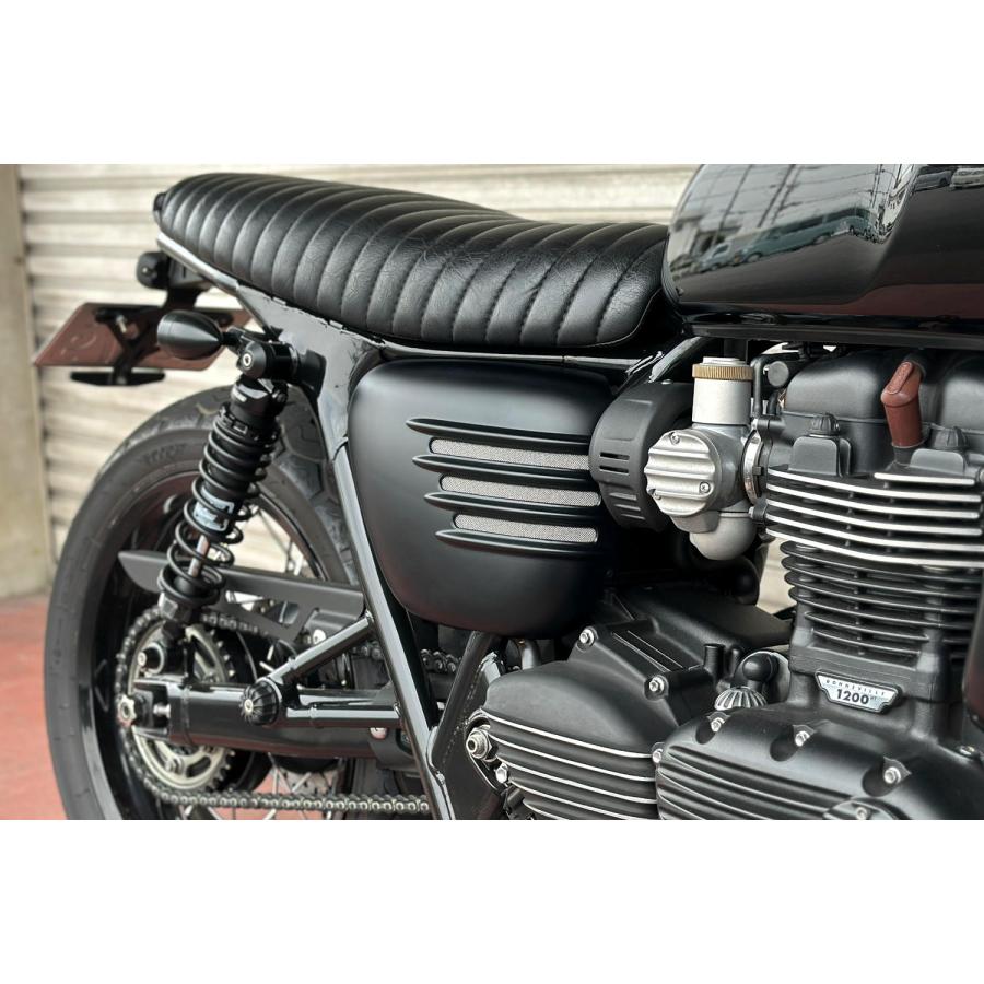 モートーン サイドカバー リブ マットブラック Bonneville T120 (16-25)_2
