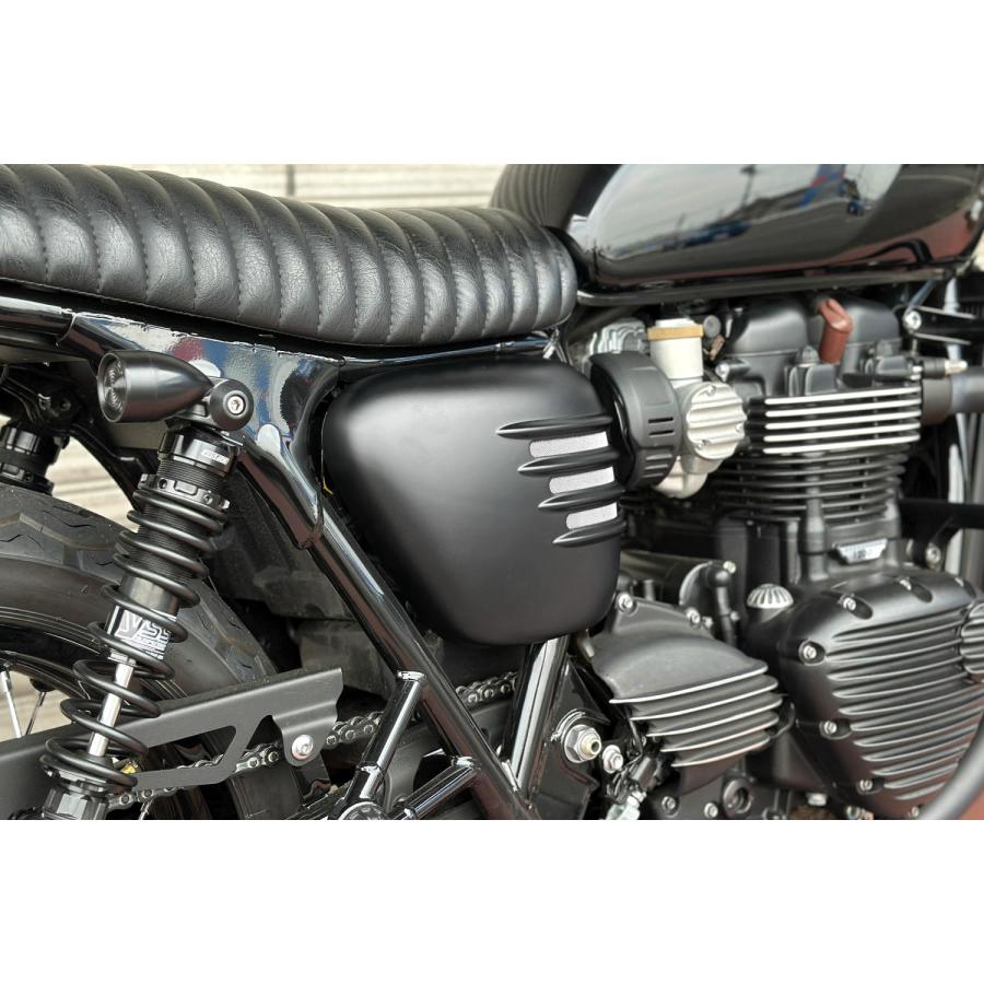 モートーン サイドカバー リブ マットブラック Bonneville T120 (16-25)_3