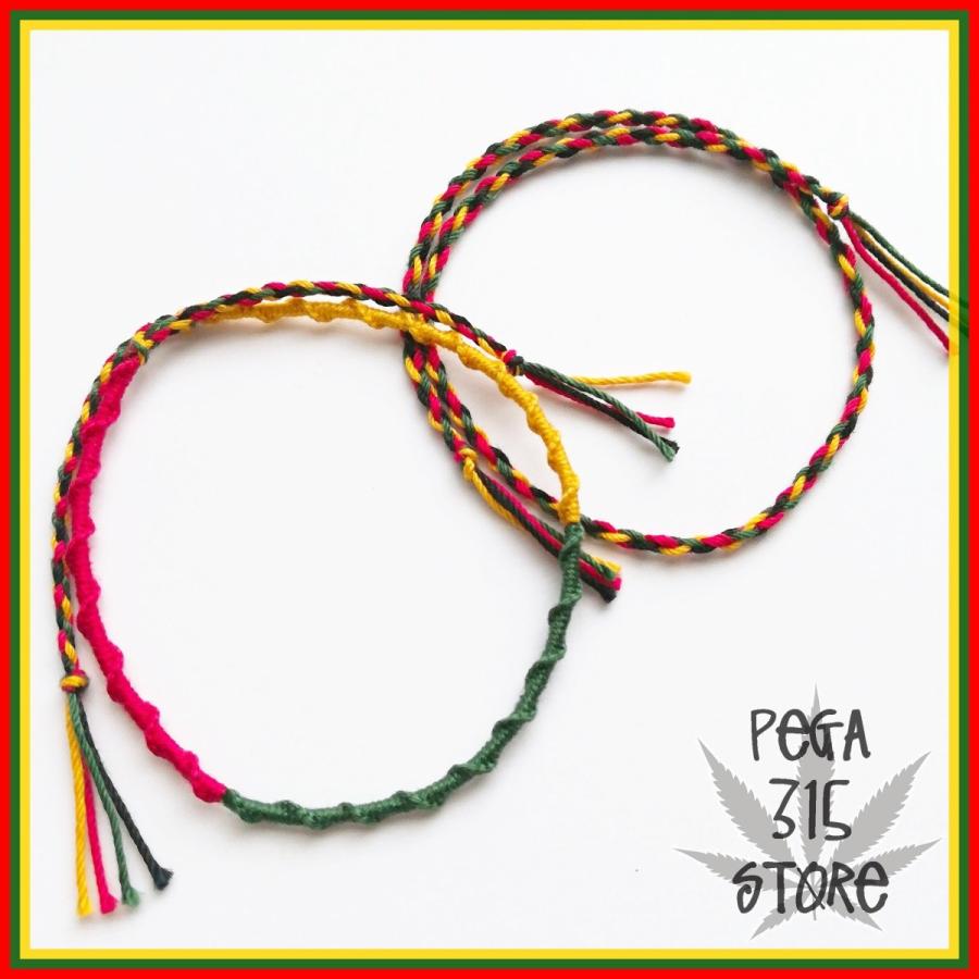愛用 アンクレット ミサンガ 足首 ラスタカラー３色mix ２本set Anklet041 送料無料 Honeymoon Style