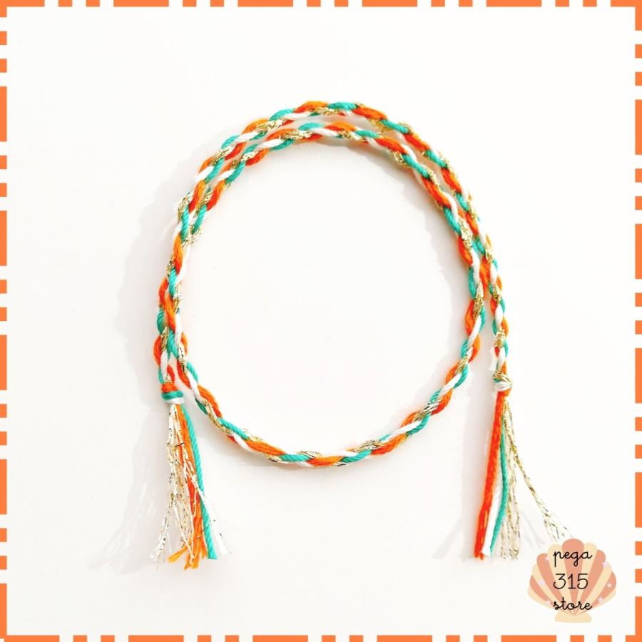 送料無料】アンクレット ミサンガ 足首 2本SET オレンジターコイズ