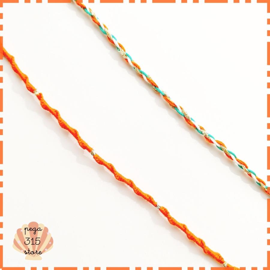 送料無料】アンクレット ミサンガ 足首 2本SET オレンジターコイズ