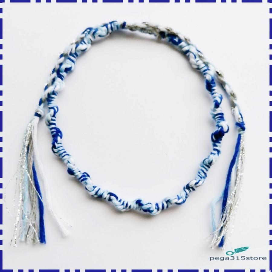 アンクレット ミサンガ 足首 2本SET ブルー ツイードMIX anklet179