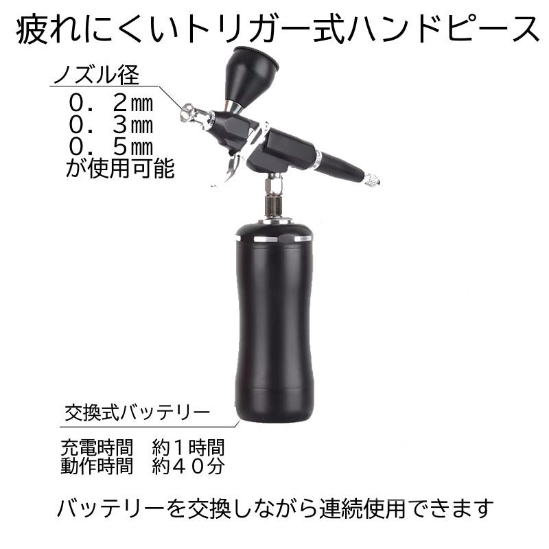 エアブラシ 充電式 ダブルアクション トリガー式 バッテリー 交換 静音