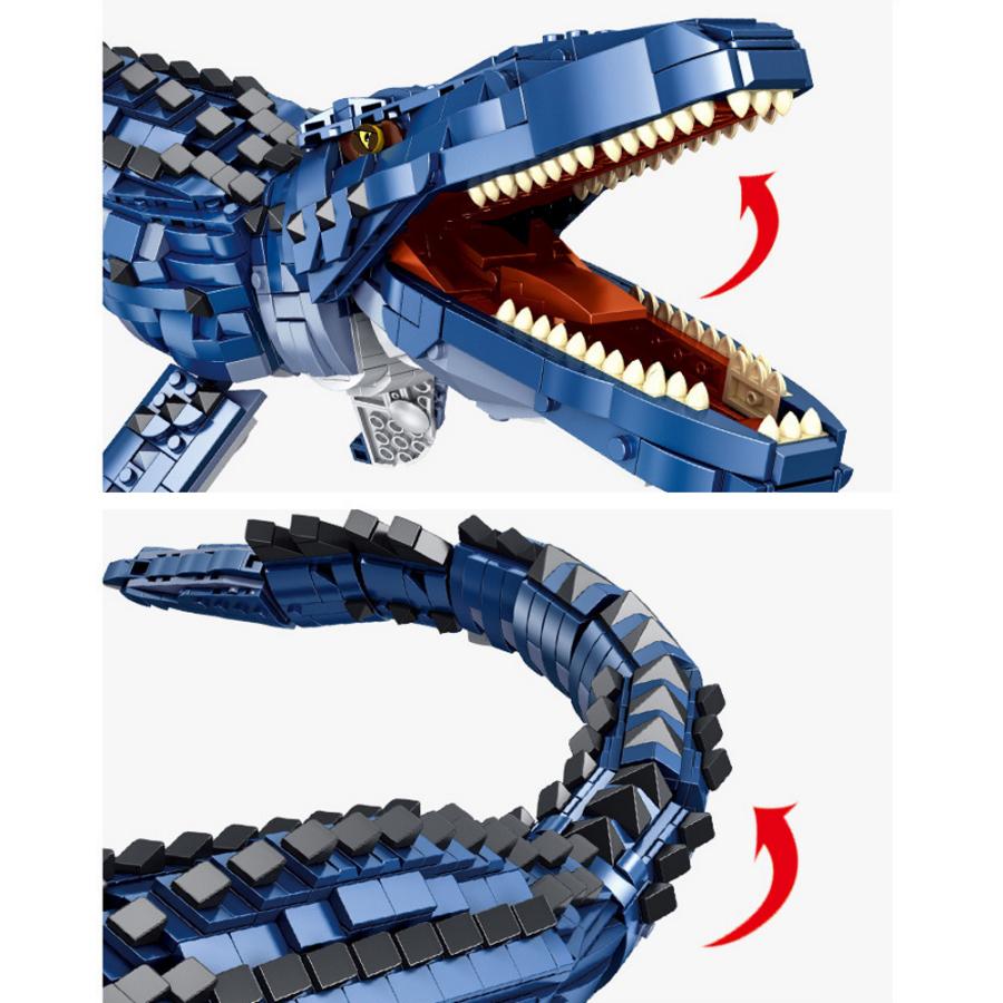 国内発送 レゴ互換 ブロック 611005 恐竜シリーズ モササウルス ブルー