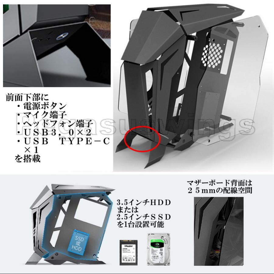 PCケース ゲーミングケース セミオープンケース LEKRS社製 リザード