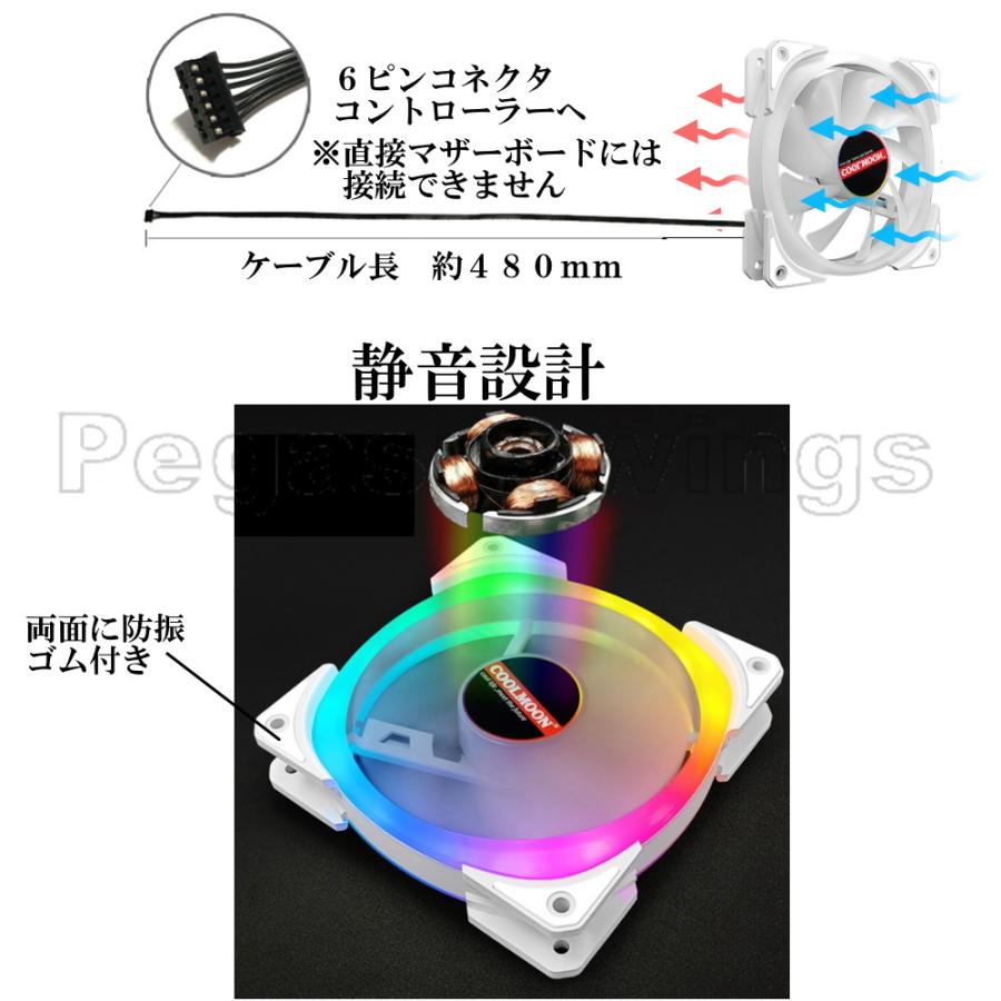 PCファン ゲーミング ケースファン ホワイトフレーム 120mm