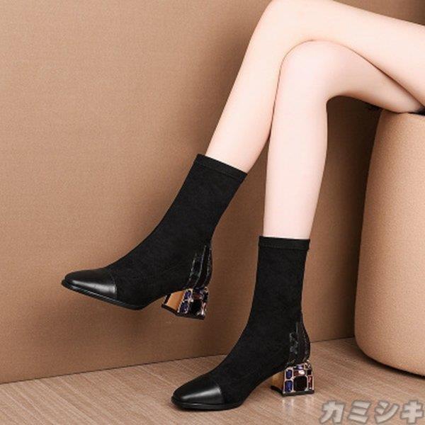 クリアランス販売店舗 ショートブーツ レディース 太めヒール 厚底 大きいサイズ 靴 本革レザー 無地 カジュアルシューズ 美脚 歩きやすい オンライン ショップ Www Superavila Com