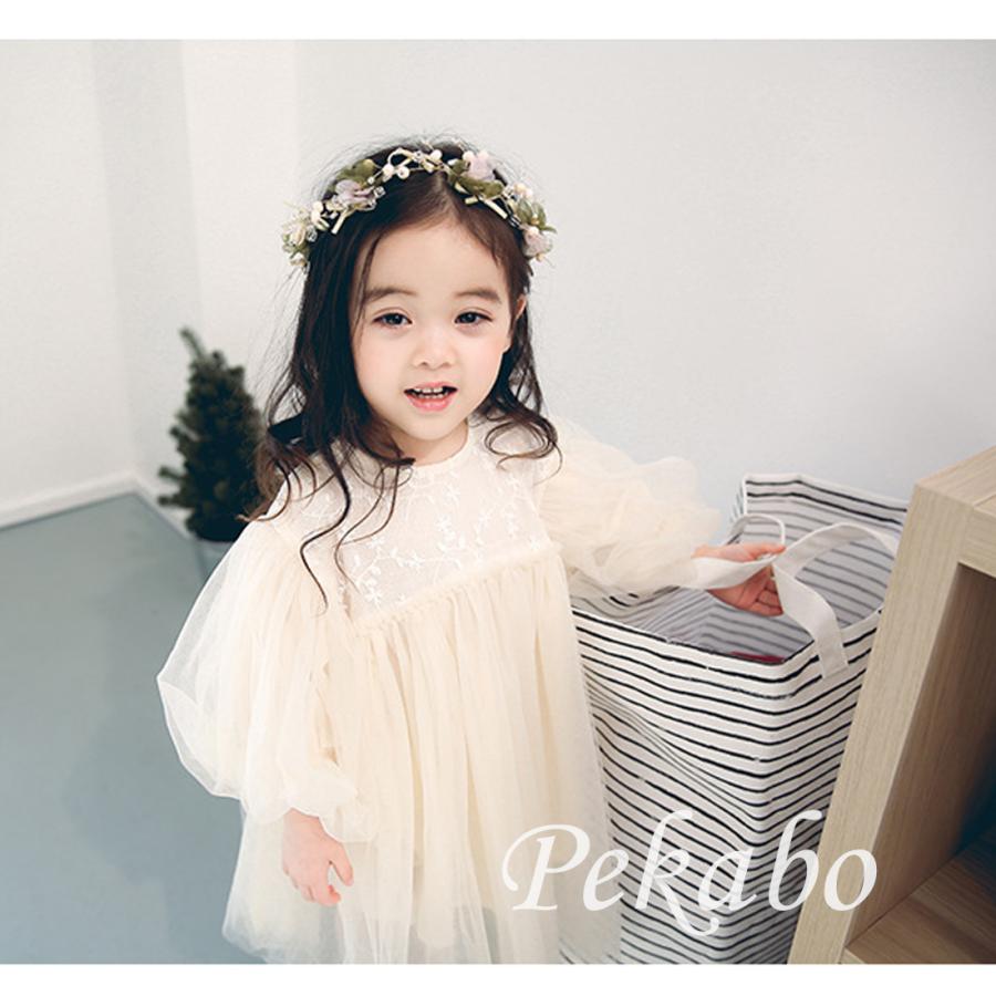 子供 ワンピース ベビー ドレス レース チュールスカート フワフワ 