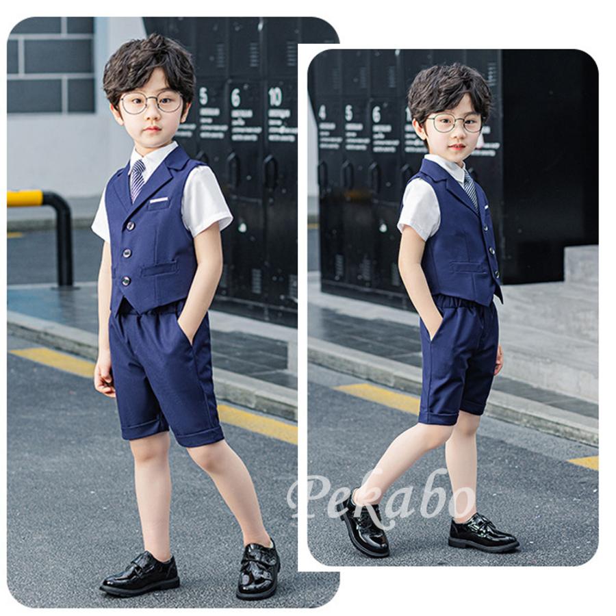 即納 子供 スーツ 男の子 フォーマル 半袖シャツ 夏 結婚式 発表会