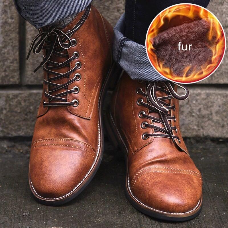 年最新海外 メンズシューズ 紳士靴 男性 Puレザー レースアップ 高品質 ヴィンテージ イギリス ミリタリーブーツ 秋冬 注目ブランド Www Kslcity Com My