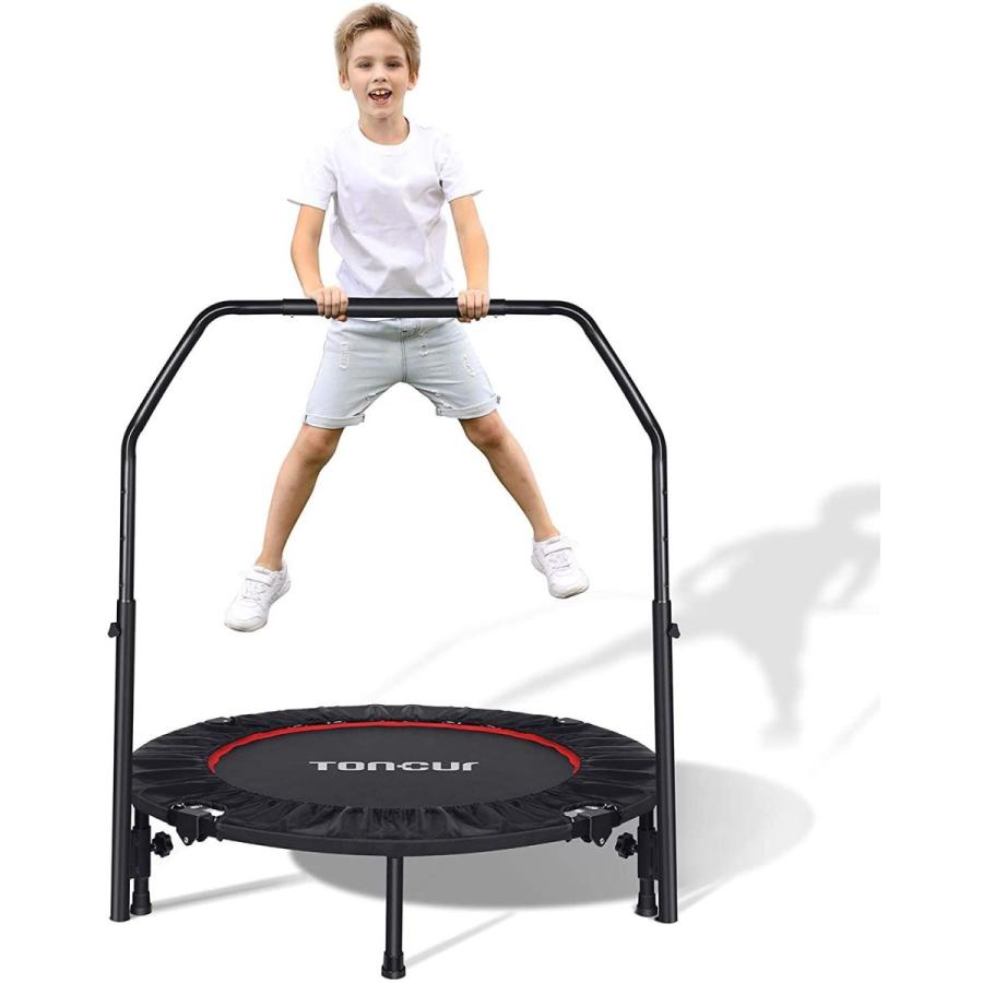 最新の激安 Toncur トランポリン こども 大人 大型102cm 21年 折りたたみ 手すり付き 静音 耐荷重150kg 5段階調整 滑り止め吸 New限定品 Aleefsurgical Com